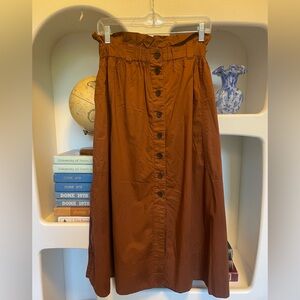 Everlane Brown Paperbag Button-Down A-Skirt XS